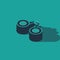Isometric Binoculars icon isolated on green background. Find software sign. Spy equipment symbol. Vector
