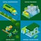 Isometric biofuel energy illustration collection