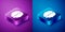 Isometric Bipolar disorder icon isolated on blue and purple background. Square button. Vector