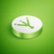 Isometric Bird footprint icon isolated on green background. Animal foot. White circle button. Vector