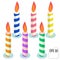 Isometric birthday candles. Vector illustration