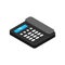 Isometric black telephone icon. 3d Landline phone