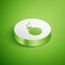 Isometric Bomb ready to explode icon isolated on green background. White circle button. Vector