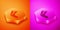 Isometric Bone pain icon isolated on orange and pink background. Orthopedic medical. Disease of the joints and bones