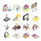 Isometric book set. Reading books, textbooks for student learning and ebooks icons. Textbook for college students vector