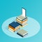 Isometric book stairs vector