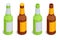 Isometric Bottle of beer with drops. Glass of beer and Bottle of beer isolated. Alcoholic drink. rewing, Craft beer