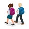 Isometric boy and girl back to school concept.
