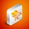 Isometric Branch viburnum or guelder rose icon isolated on orange background. Healthful viburnum fruit bunch for natural