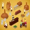 Isometric Brewery Beer Production with Workers, Drinking Elements and Pub