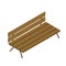 Isometric brown wood bench. On a white background.