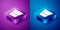 Isometric Bucket icon isolated on blue and purple background. Square button. Vector Illustration.