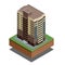 Isometric buildings real estate - city buildings - Residential house - decorative icons set - vector