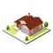 Isometric buildingt. Flat style. Vector illustration Urban and Rural House.