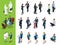 Isometric Business characters poses. Handshake. Set of Businessmans, Businesswomans and Arab Mans on white background