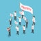 Isometric business people demonstration or Protest with megaphone