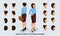 Isometric business woman set 1 3D, women`s hairstyles to create a stylish business woman, fashionable hairstyle rear view isolate