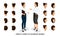 Isometric business woman set 4 3D, women`s hairstyles to create a stylish business woman, fashionable hairstyle rear view isolate