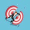 Isometric Businessman Dashing Through and Breaking Target