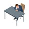 Isometric businessman isolated on write. Creating an office worker character, cartoon people. Businessman sits at a