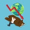 Isometric businessman lay down on sleeping bear.