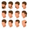 Isometric Businessman or male person character creation set. Collection of of men`s hairstyles, hipster style isolation