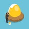 Isometric businessman painting golden color on the egg.
