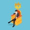 Isometric businessman sitting on throne with crown over his head