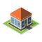 Isometric cafe building icon