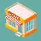 Isometric cafe building isolated on a white background. Building icon in the isometric projection. Vector illustration