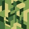 Isometric camouflage pattern. Military seamless texture. Green color geometric camo background.
