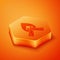 Isometric Campfire icon isolated on orange background. Burning bonfire with wood. Orange hexagon button. Vector