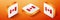 Isometric Canada flag icon isolated on orange background. Orange square button. Vector
