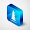 Isometric Canadian spruce icon isolated on grey background. Forest spruce. Blue square button. Vector