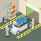 Isometric Car Painting Service Concept