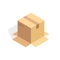 Isometric cardboard icon. Cartoon package box illustration