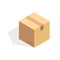 Isometric cardboard icon. Cartoon package box illustration