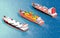 Isometric Cargo Ship Container, LNG Carrier Ship and Oil Tanker