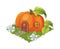 Isometric Cartoon Fantasy Pumpkin Village House Decorated with Flowers - Elements for Tileset Map