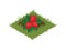 Isometric Cartoon Fruit Garden Bed Planted with Strawberry Bush - Elements for Tileset Map