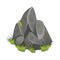 Isometric Cartoon Rock Slab with Grass - Elements for Tileset Map, Landscape Design