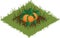 Isometric Cartoon Vegetable Garden Bed Planted with Pumpkin - Elements for Tileset Map