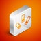 Isometric Cartridges icon isolated on orange background. Shotgun hunting firearms cartridge. Hunt rifle bullet icon