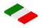 Isometric caution floor sign in row, Italy national flag shape concept design illustration