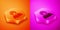 Isometric Censor and freedom of speech concept icon isolated on orange and pink background. Media prisoner and human