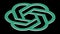 Isometric ChatGPT artificial intelligence program logo, OpenAI company, isolated on black background