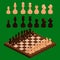 Isometric chess pieces with board