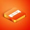 Isometric Chest of drawers icon isolated on orange background. Vector