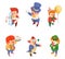 Isometric circus party fun carnival clowns funny performance characters icons set isolated 3d flat design vector