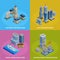 Isometric City 2x2 Icons Set